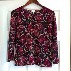 Garnet Hill  | 100% ECO Merino Wool patterned cardigan - size L